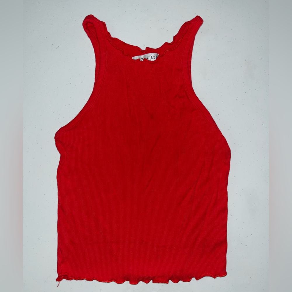 Red crop tank top